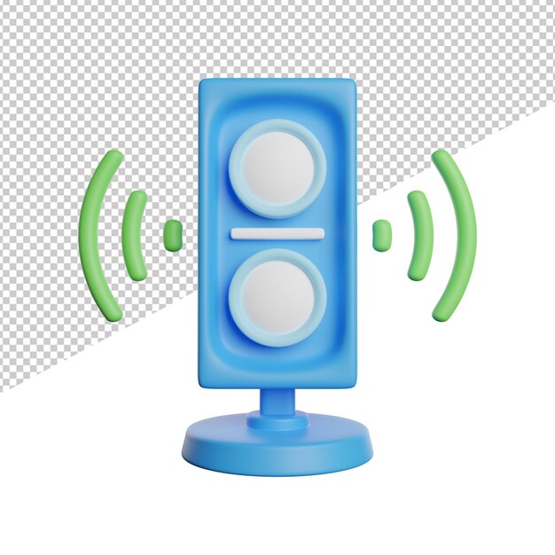 Luidspreker audio geluid vooraanzicht 3d-rendering pictogram illustratie op transparante achtergrond