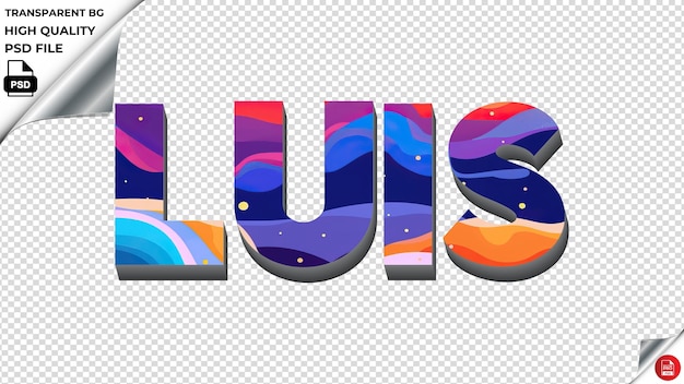 PSD luis typography flat colorful text texture psd transparent