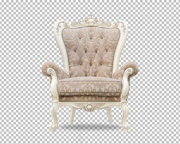 Luksusowa klasyczna sofa w królewskim salonie w renderowaniu 3d na białym tle