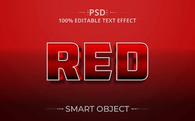Luksusowy czerwony projekt 3d PSD kreatywny efekt tekstowy