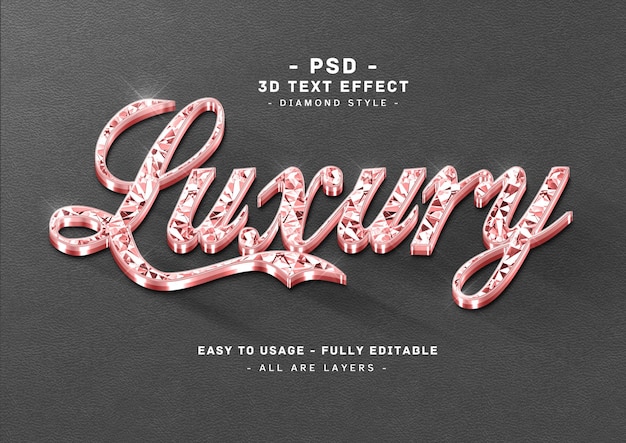 Luksusowy Efekt Tekstowy 3d Różanego Diamentu Lub Makieta Logo