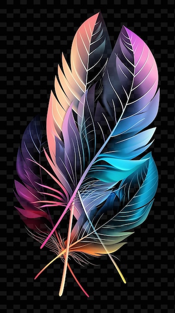 PSD luminescent feathers arranged in a gradient feather texture y2k texture shape background decor art