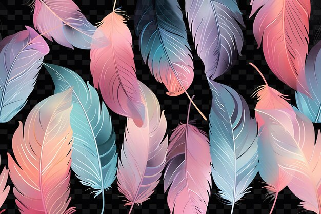 luminescent feathers arranged in a gradient feather texture y2k texture shape background decor art