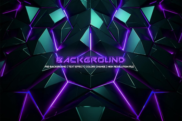 Luminescent Fusion Geometric Abstract achtergrond en paars neonlicht met neonteksteffect