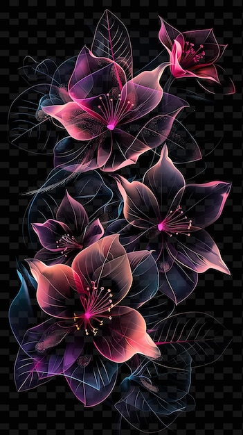 PSD fiori di neon luminescenti in fiore texture floreali materiale bl y2k texture forma sfondo decor art