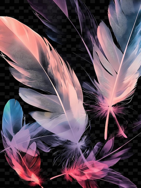 PSD luminescerende veren gerangschikt in een gradiënt veer textuur y2k textuur vorm achtergrond decor kunst