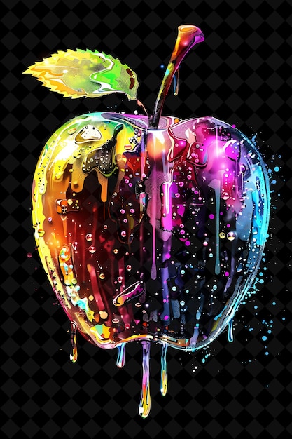 PSD luminous candy apple geconstrueerd met gefragmenteerde candy coati neon color food drink y2k collection