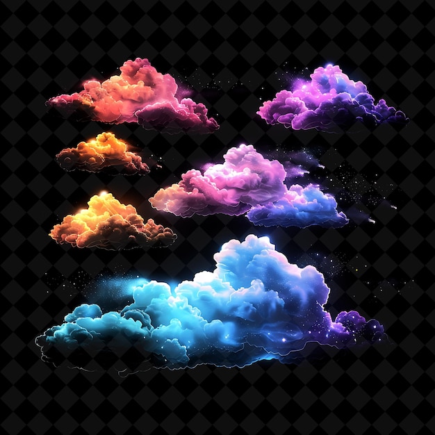 PSD luminous candyfloss clouds assembled with fragmented candyfl neon color food drink y2k collection