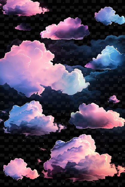 PSD luminous clouds drifting and overlapping cloud shapes in the y2k texture shape background decor art