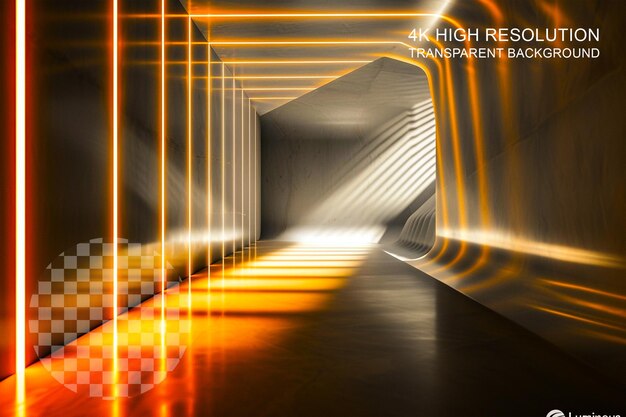 Luminous corridor craft a visual journey with a luminous touch on transparent background