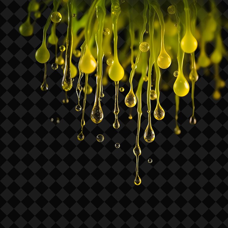 PSD luminous droplets drips gently combining soft yellow and pale gr y2k inspiredeen the droplets of l