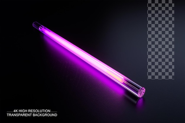 PSD Светящаяся флуоресцентная палка, сияющая красочным блеском на прозрачном фоне