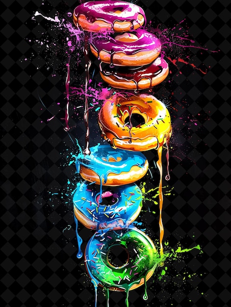 PSD luminous illuminated donut wall gevuld en overstroomd met donut neon color food drink y2k collection