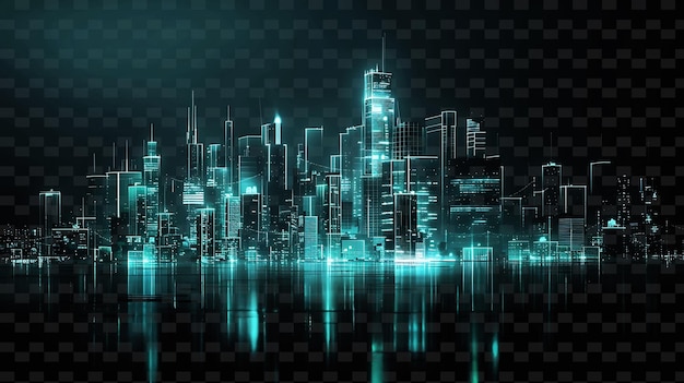 Luminous neon city skyline cityscape texture material motion y2k texture shape background decor art