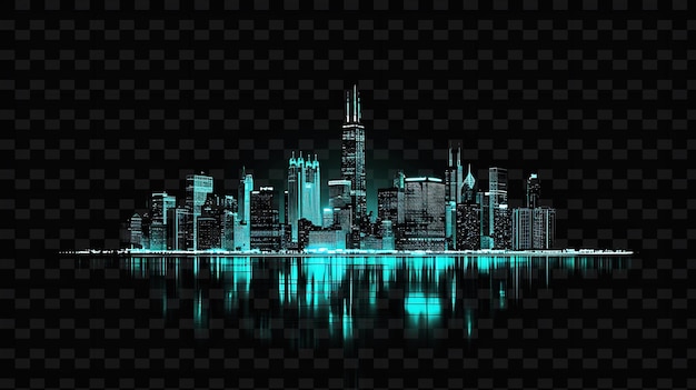 PSD luminous neon city skyline cityscape textuur materiaal beweging y2k textuur vorm achtergrond decor art