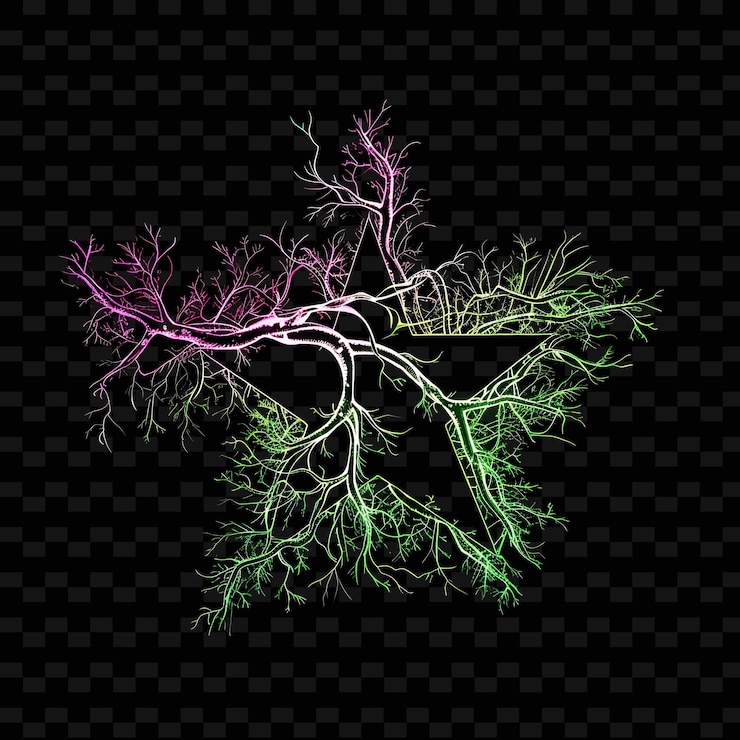 PSD luminous neon mangrove forests within a silhouette star land illustration nature landscape designs