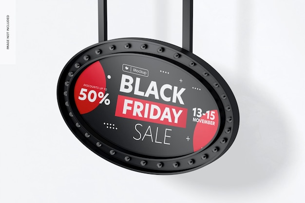 Luminous oval promotional sign mockup, perspective