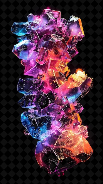 PSD luminous rock candy geode assembled with fragmented rock can neon color food drink y2k collection