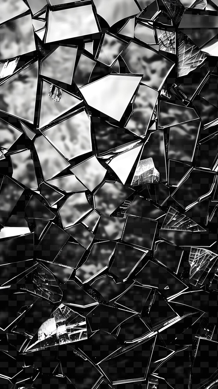 PSD luminous shattered mirrors arranged in a mosaic mirror colla y2k texture shape background decor art