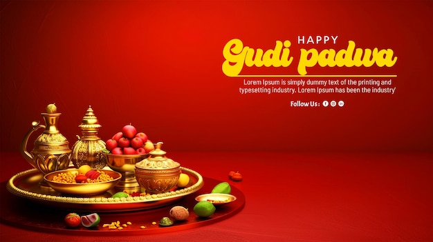Lunar New Year Gudi Padwa celebration banner design in Maharashtra India