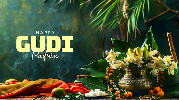 Lunar New Year Gudi Padwa celebration banner design in Maharashtra India