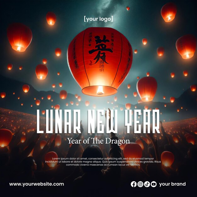 PSD lunar new year sociale media template post psd