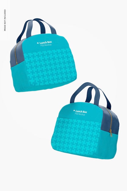 Lunch bag with front pocket mockup, floating