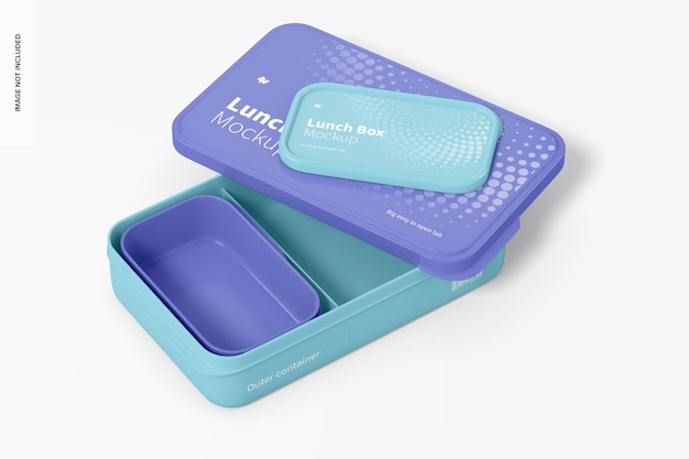 Lunch boxes mockup, opened