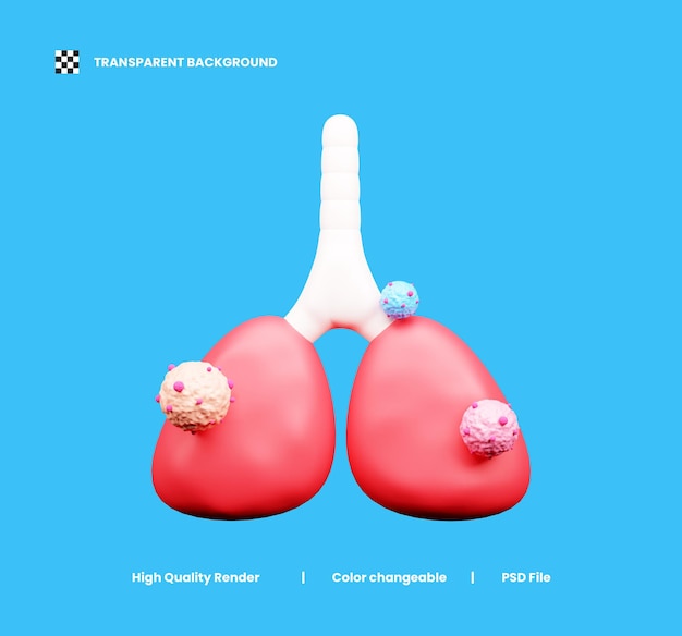 PSD lung cancer 3d icon or world cancer day 3d illustration