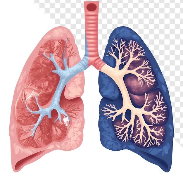 PSD lung health before after illustration wiki style