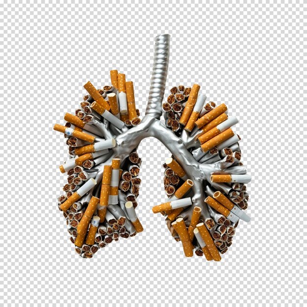 PSD lungs of cigarette isolated on transparent background