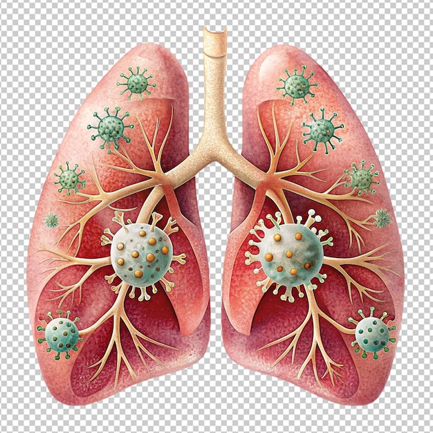 PSD tubercolosi polmonare su sfondo trasparente