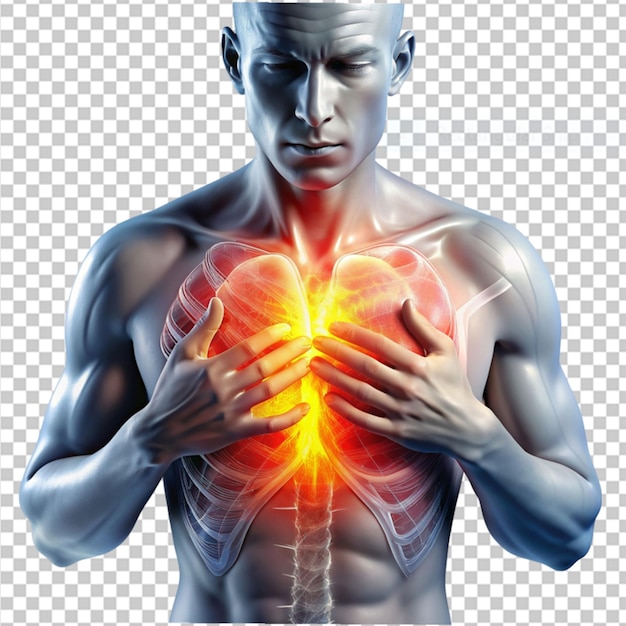 PSD polmoni con raggi x su sfondo trasparente