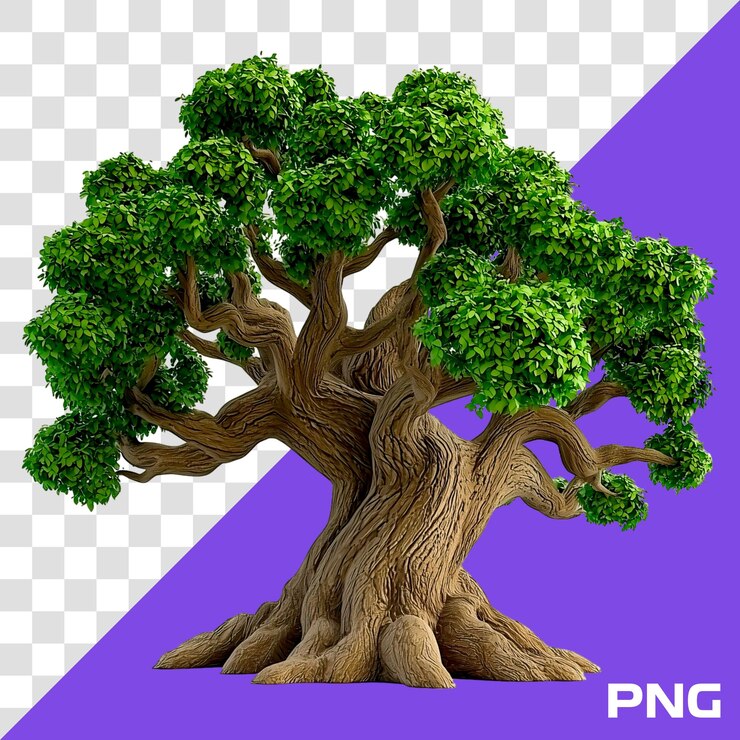 PSD lush green bonsai tree with intricate branches nature environment isolated on png transparent bg