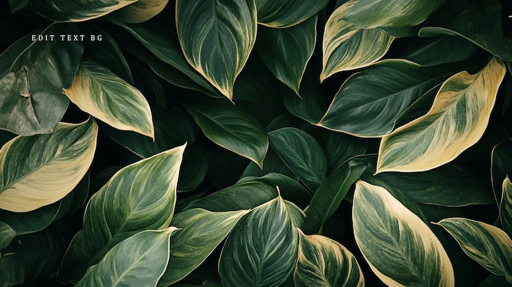 PSD lush green and yellow tropical leaves background