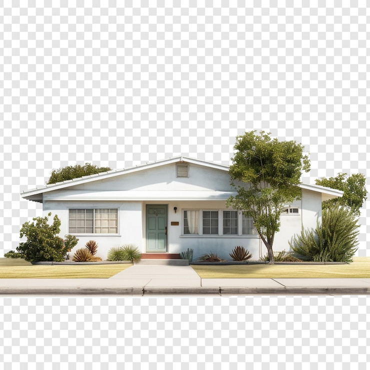 PSD lustron house isolated on transparent background