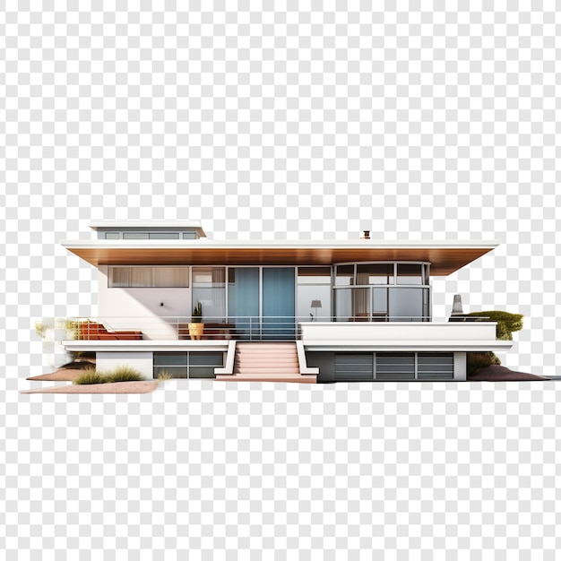 PSD lustron house isolated on transparent background