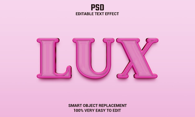 Lux 3d bewerkbaar teksteffect met achtergrond Premium Psd