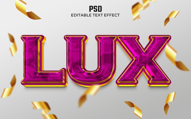 Lux 3d bewerkbaar teksteffect premium psd met achtergrond