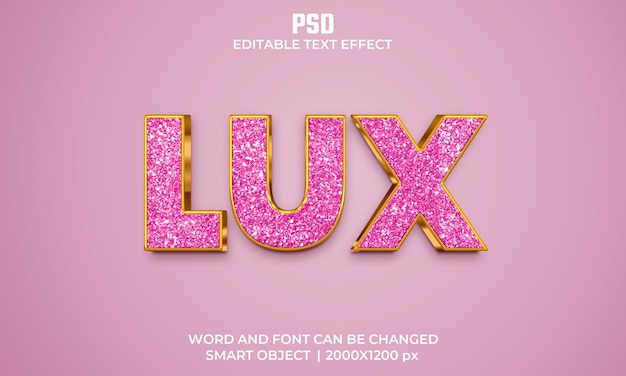 PSD effetto testo modificabile lux 3d psd premium con sfondo