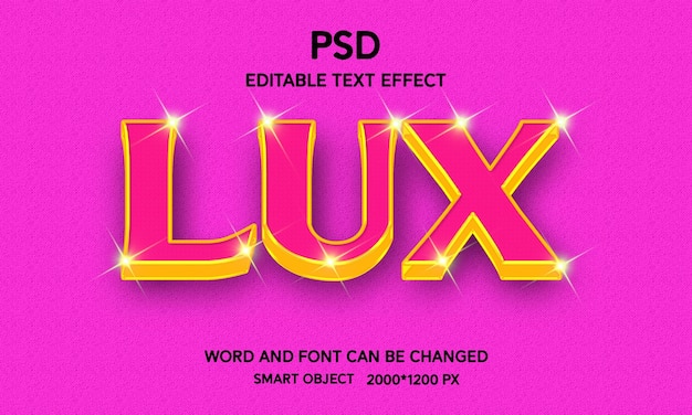 배경이 있는 Lux 3d 완전히 편집 가능한 텍스트 효과 프리미엄 psd