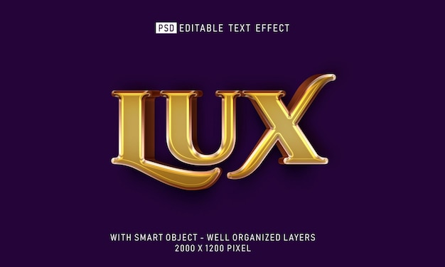 Lux editable text effect 3d style