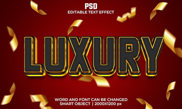 Luxe 3d bewerkbaar teksteffect Premium Psd met achtergrond