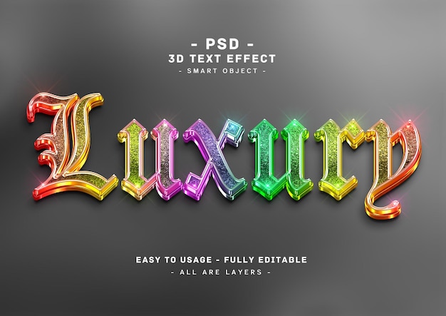 Luxe 3d-kleuren glitter tekststijleffect