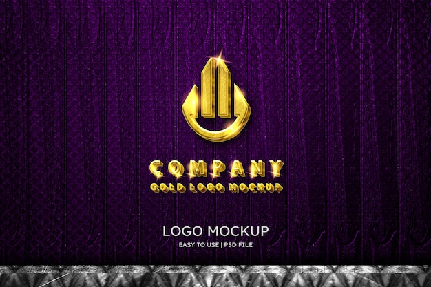 Luxe 3d logo gouden mockup houten muur