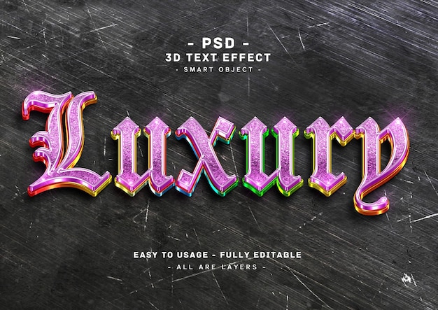 Luxe 3d-paarse kleuren teksteffect