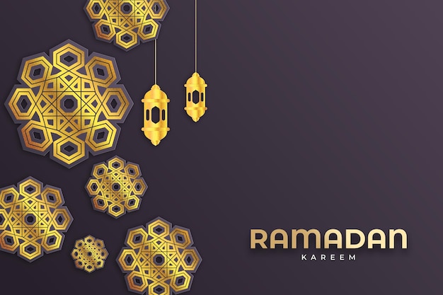 PSD luxe achtergrond voor ramadan kareem banner met gouden ornamenten