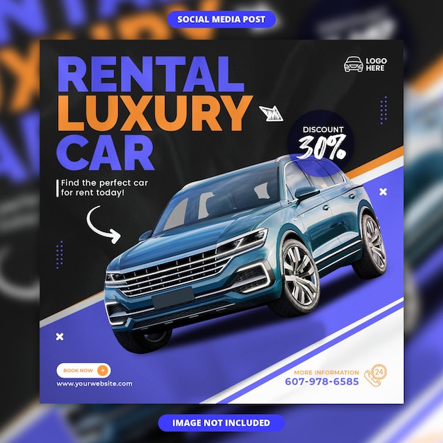 Luxe autoverhuur verkoop sociale media banner en instagram postsjabloon