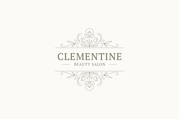 Luxe botanische bloemen contour logo monogram ontwerp sjabloon