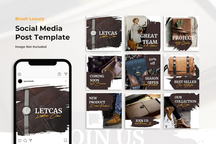 PSD luxe brush shop winkel social media banner instagram-sjablonen